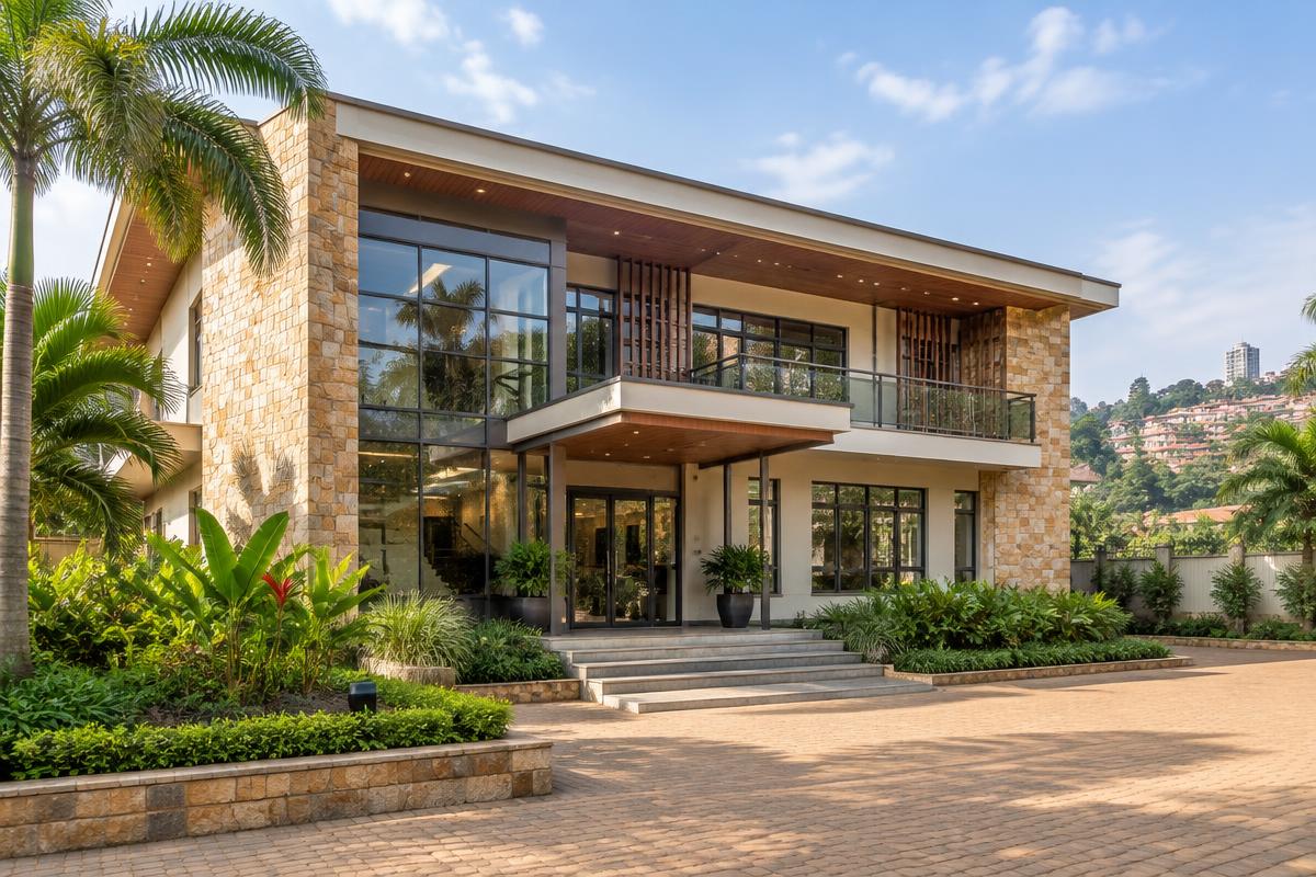 Thoughtfully designed stone and glass architecture in Uganda